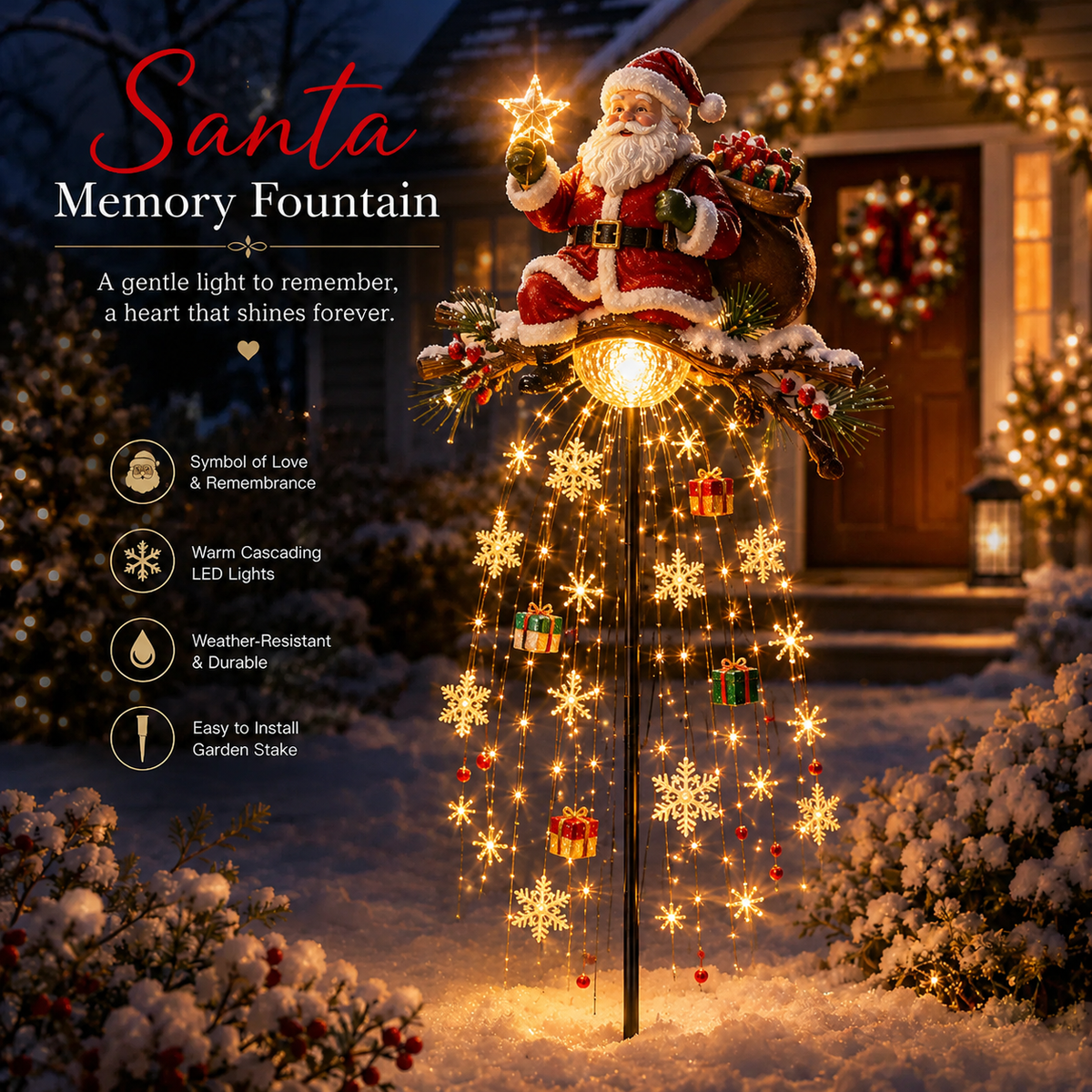 LAST DAY 70% OFF ❤️ Cardinal Memory Fountain – Lighted Christmas Remembrance Garden Decor