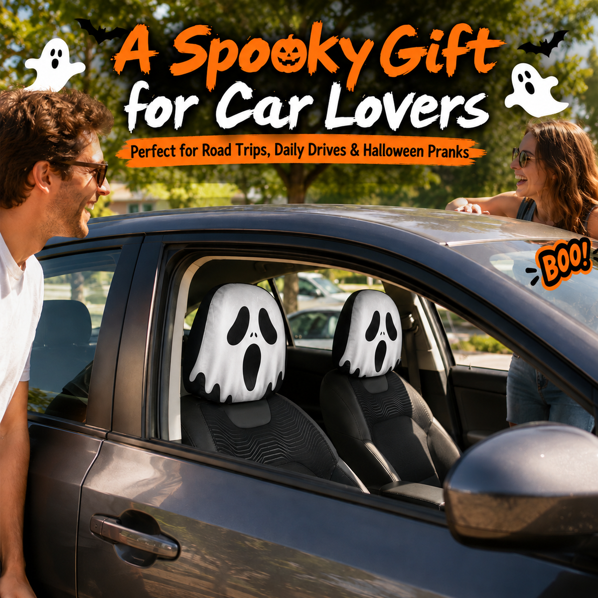 🎃 Halloween Spooky Face Car Headrest Covers™