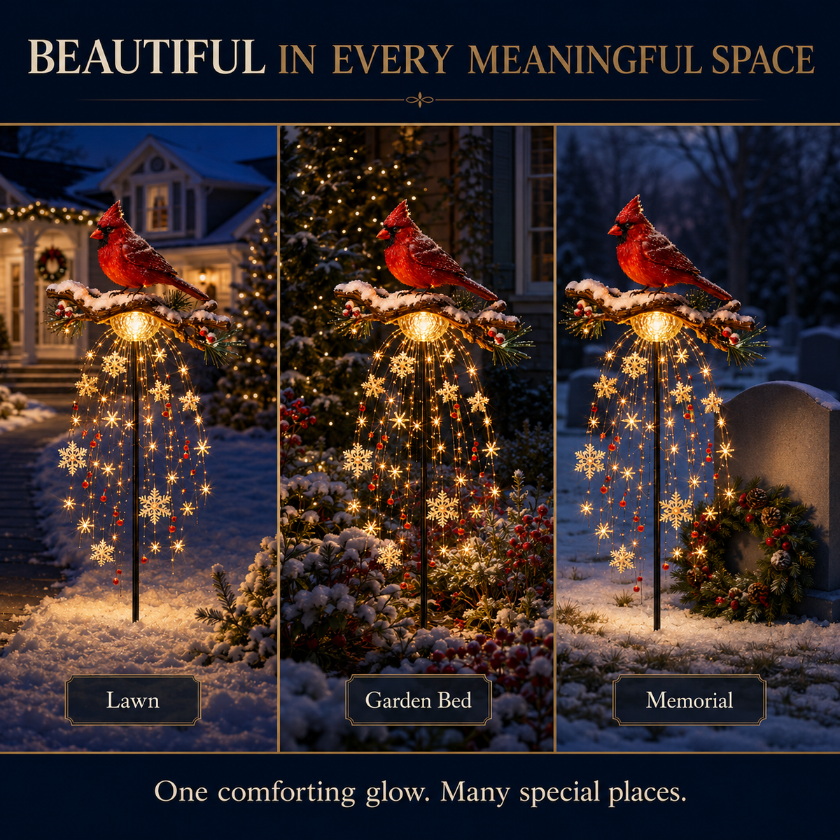 LAST DAY 70% OFF ❤️ Cardinal Memory Fountain – Lighted Christmas Remembrance Garden Decor