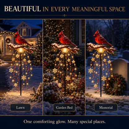 LAST DAY 70% OFF ❤️ Cardinal Memory Fountain – Lighted Christmas Remembrance Garden Decor