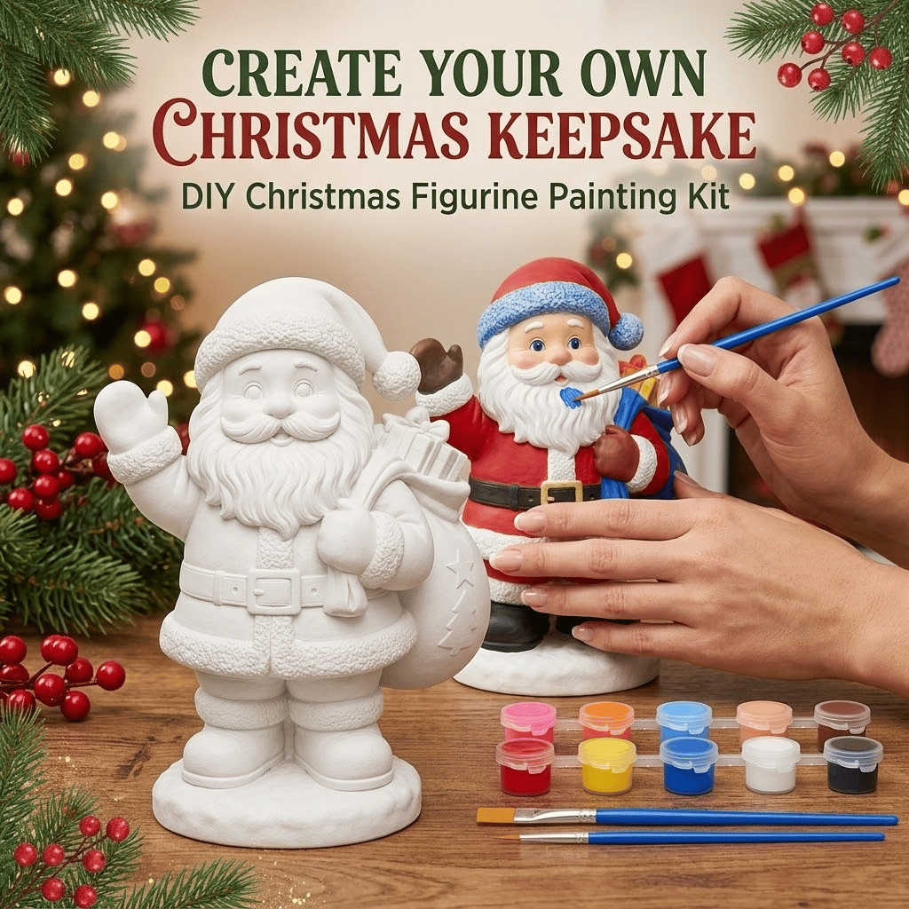 🔥Limited time 70% OFF -🎄- 🎨 Beginner-Friendly DIY Christmas Figurine Painting Kit | Create Your Own Festive Holiday Decorations 🎄💕