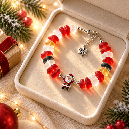 ✨ Christmas Glow Sea Glass Charm Bracelet Collection