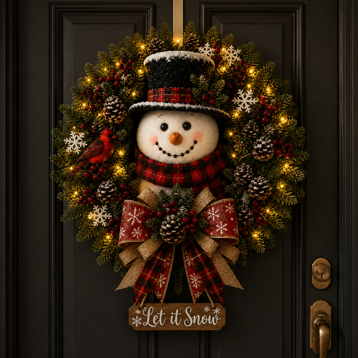 ✨✨Hot Sale 40% OFF⛄ Snowman Lighted Christmas Wreath – Festive Holiday Door Decor