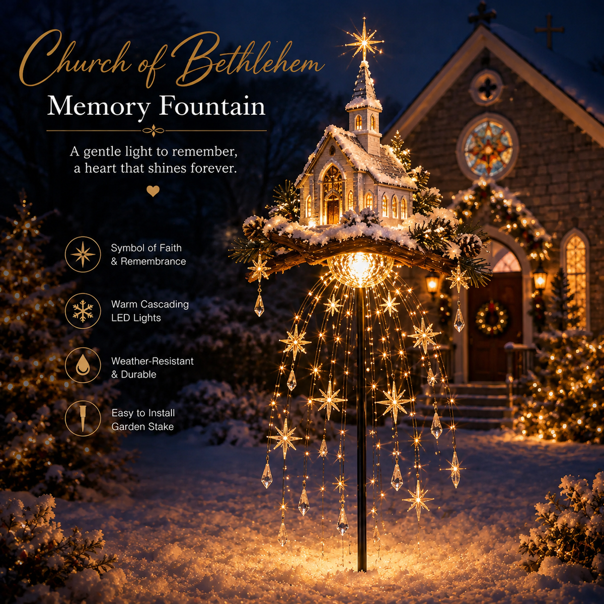 LAST DAY 70% OFF ❤️ Cardinal Memory Fountain – Lighted Christmas Remembrance Garden Decor