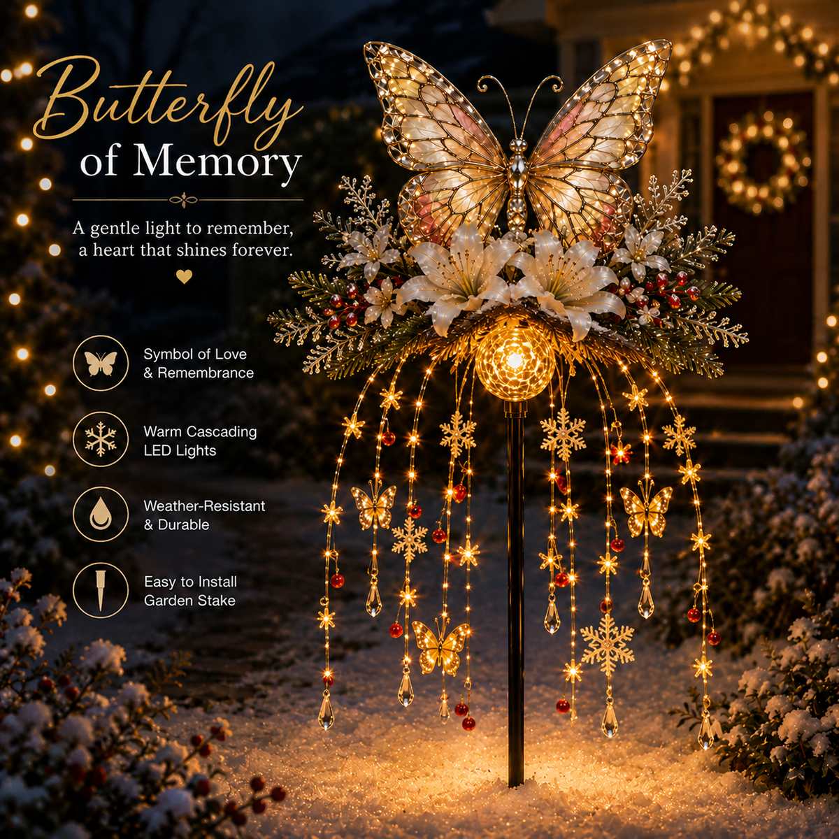 LAST DAY 70% OFF ❤️ Cardinal Memory Fountain – Lighted Christmas Remembrance Garden Decor
