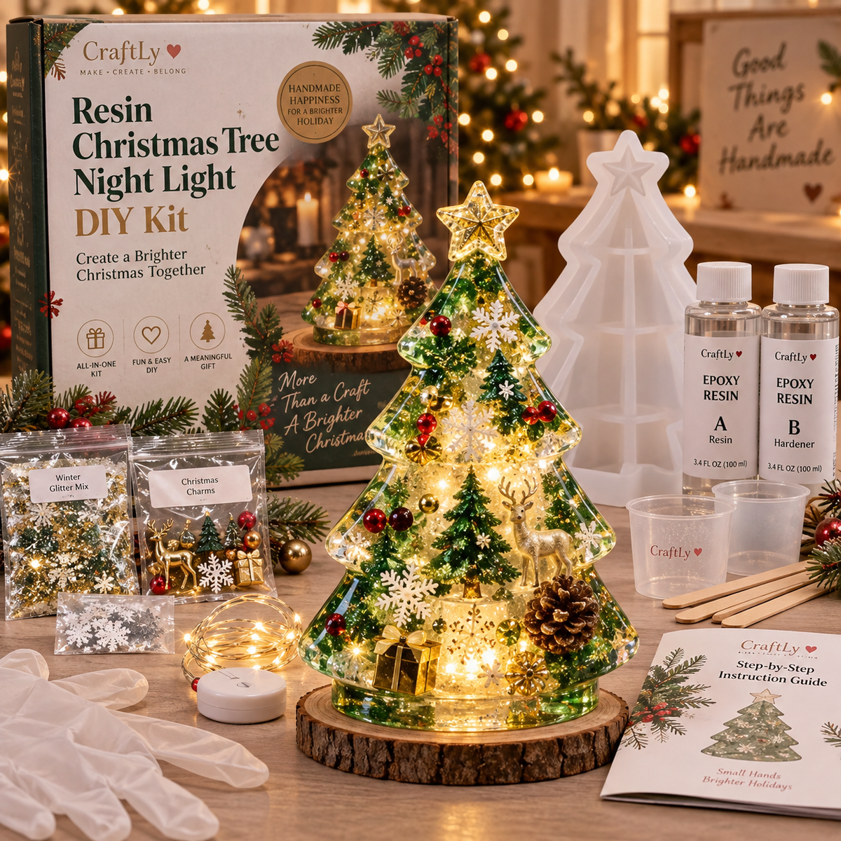 🎄 Resin Christmas Tree Night Light DIY Kit