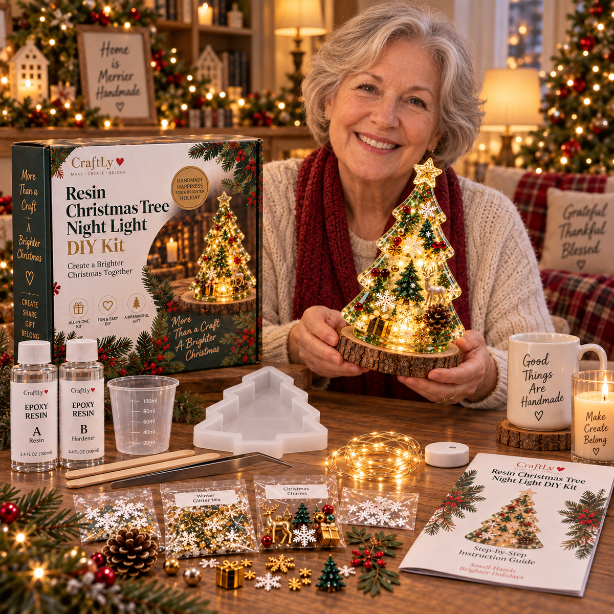 🎄 Resin Christmas Tree Night Light DIY Kit