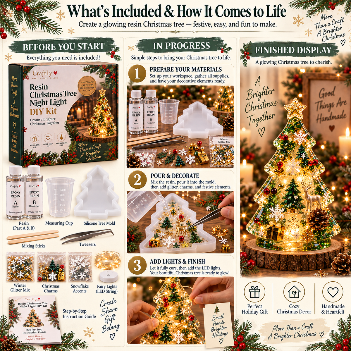 🎄 Resin Christmas Tree Night Light DIY Kit