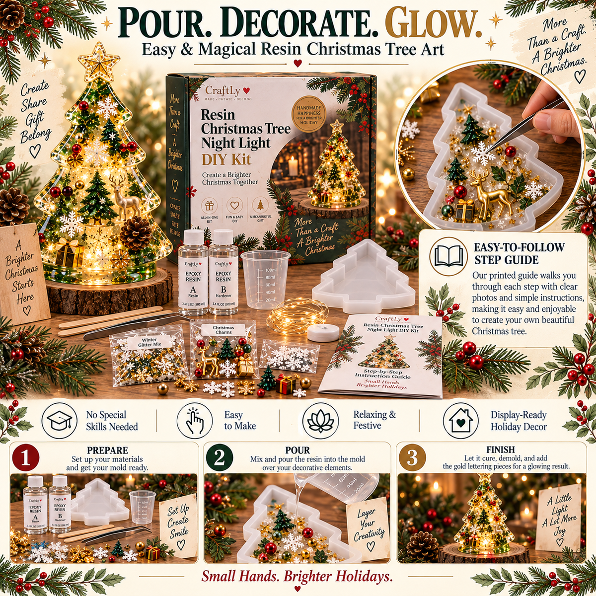 🎄 Resin Christmas Tree Night Light DIY Kit