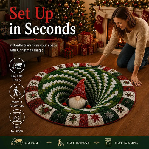 🎅3D Christmas Gnome Optical Illusion Rug | Fun & Festive Must-Have Home Décor