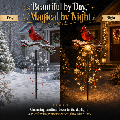 LAST DAY 70% OFF ❤️ Cardinal Memory Fountain – Lighted Christmas Remembrance Garden Decor