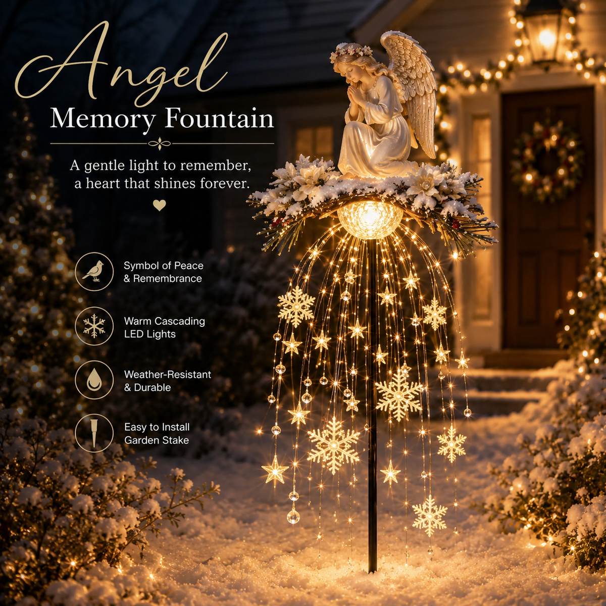 LAST DAY 70% OFF ❤️ Cardinal Memory Fountain – Lighted Christmas Remembrance Garden Decor