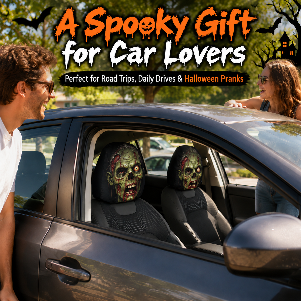 🎃 Halloween Spooky Face Car Headrest Covers™